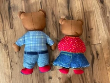 Decorative Teddy Bear Couple Plush Set Country Folk Style Boy Girl Dolls
