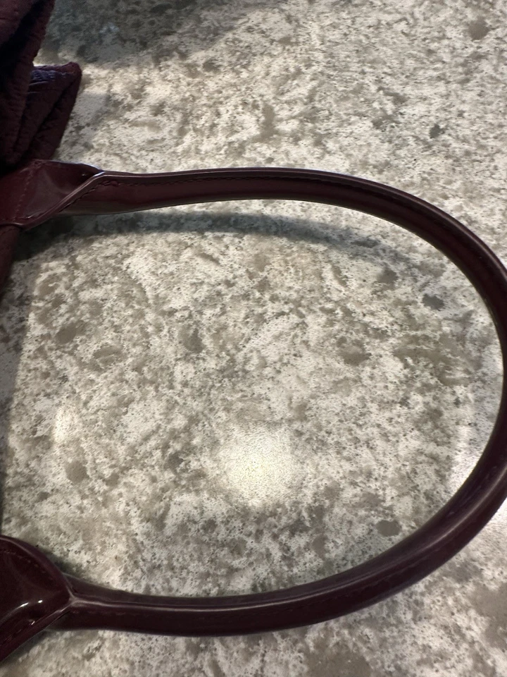 TORY BURCH burgundy quilted ELLA tote purse - Image 3 of 4