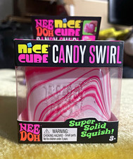 Nee Doh Nice Cube Candy Swirl Super Solid Squish Squeeze Toy Pink/White Ages 3 