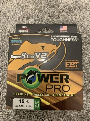 Power Pro Super 8 Slick V2 Braid Fishing Line 15lb 300 yd Hi-Vis Aqua Green