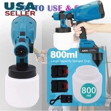 With 2 Batteries High Pressure Cordless Paint Sprayer Electric HVLP Spray Gun US