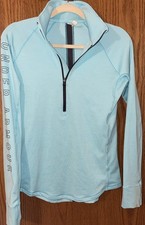 Under Armour Teal Blue Pullover Womens Medium M Long Sleeve Heat Gear 1/4 Zip