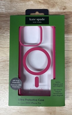 Kate Spade New York Ultra Protective MagSafe Case for iPhone 16 Pro Pom Pom Pink