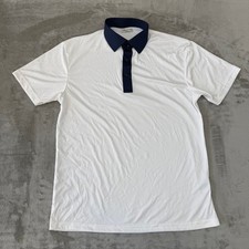 Collars  Co Dress Collar Polo Shirt Mens Medium White Navy Blue Soft New NWOT