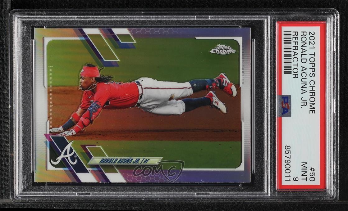 2021 Topps Chrome Refractor Ronald Acuna Jr #50 PSA 9 MINT 0c6
