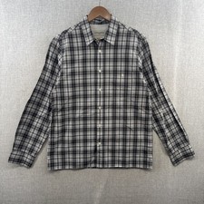 Camicia Officine Generale uomo grigia media a quadri manica lunga tasca con bottoni nuova senza etichette