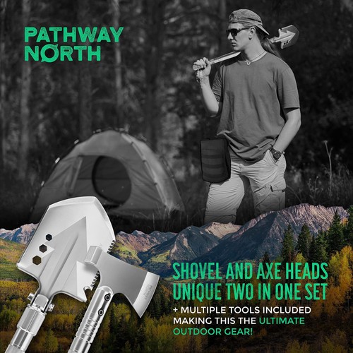 Survival Shovel and Camping Axe – Stainless Steel Tactical Survival Multi-Too... - Picture 3 of 9