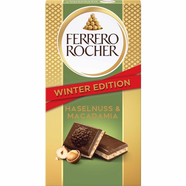 Ferrero Rocher Winter Edition Haselnuss & Macadamia 90G Tafel-image