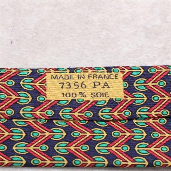 Hermès Silk Tie Zigzag Pattern Red 146cm Used - image 8