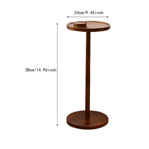 Wood Side Table Couch Table Round Stable Modern with Phone Stand for recliner - Picture 3 of 5