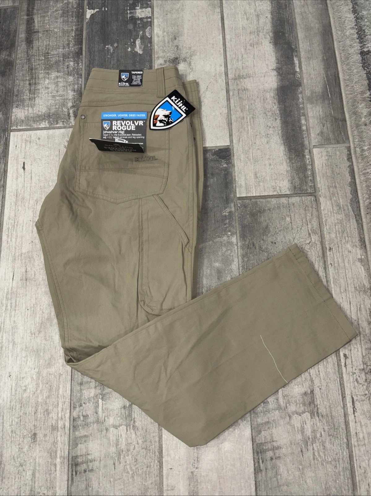 NEW Kuhl Revolvr Rogue Pants Mens 32-33/32 Khaki Tapered Stretch Hiking Outdoor