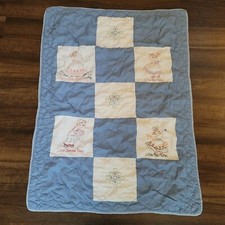 Cross Stitch Embroidered Baby Blanket Quilt Handmade Nursery Rhyme