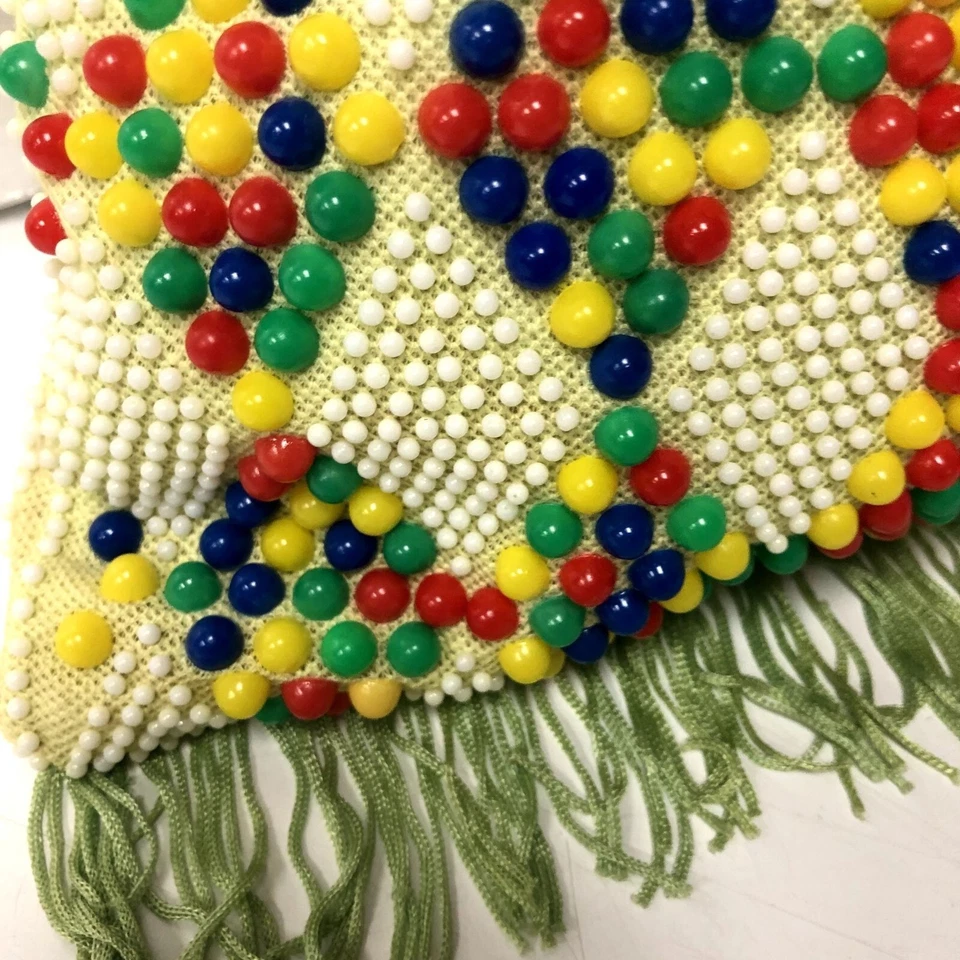 Nuevo de Lote Antiguo Bolso de Mano Hippie Arco Iris Años 60 70 RAINBOW Candy DOT Disco BORLA Cartera Foto 4 de 4