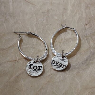 NEW Soul Chain Earrings For Ever Forever Silver Jewelry Awesome Hammered Disc
