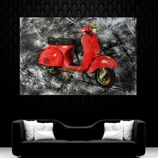 LEINWAND BILD ER XXL POP ART VESPA ROLLER SCOOTER BUNT ABSTRAKT WAND POSTER 