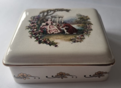 Lord Nelson Keramik handgefertigt rechteckig Waschtisch Schmuck Schale Box mit Deckel