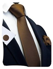 3.15" 8cm Solid Color Necktie and Pocket Square Cufflinks Sets For Men