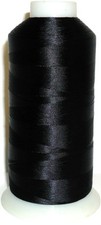 HIGH QUALITY BLACK RAYON MACHINE EMBROIDERY THREAD, 120 D/2, 5000 METRE CONE