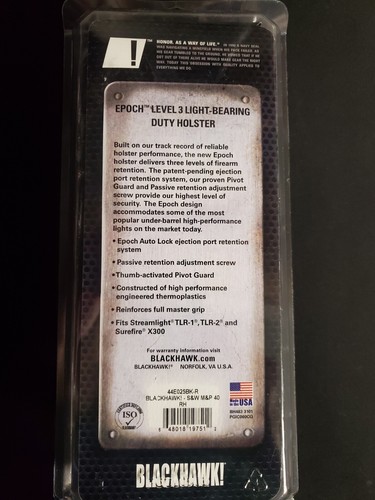 Blackhawk S&W M&P 9/40 Holster Epoch Level 3 Light Bearing 44E025BK-R - Picture 4 of 5