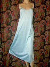 Vintage Aqua blue-green Simple Sheath Silky Nylon Slip Lingerie 38