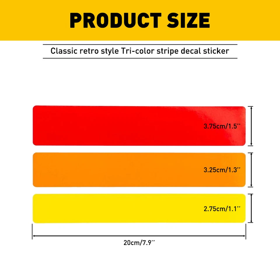 Calcomanía adhesiva a rayas tricolor apta para Toyota Tundra 4Runner estilo clásico retro Foto 2 de 4