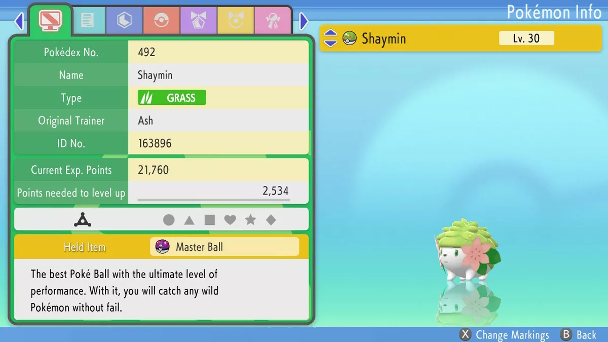 💎Pokemon Brilliant Diamond/Shining Pearl SHAYMIN 6IV(Oak Event) LEGENDARY  LV.30