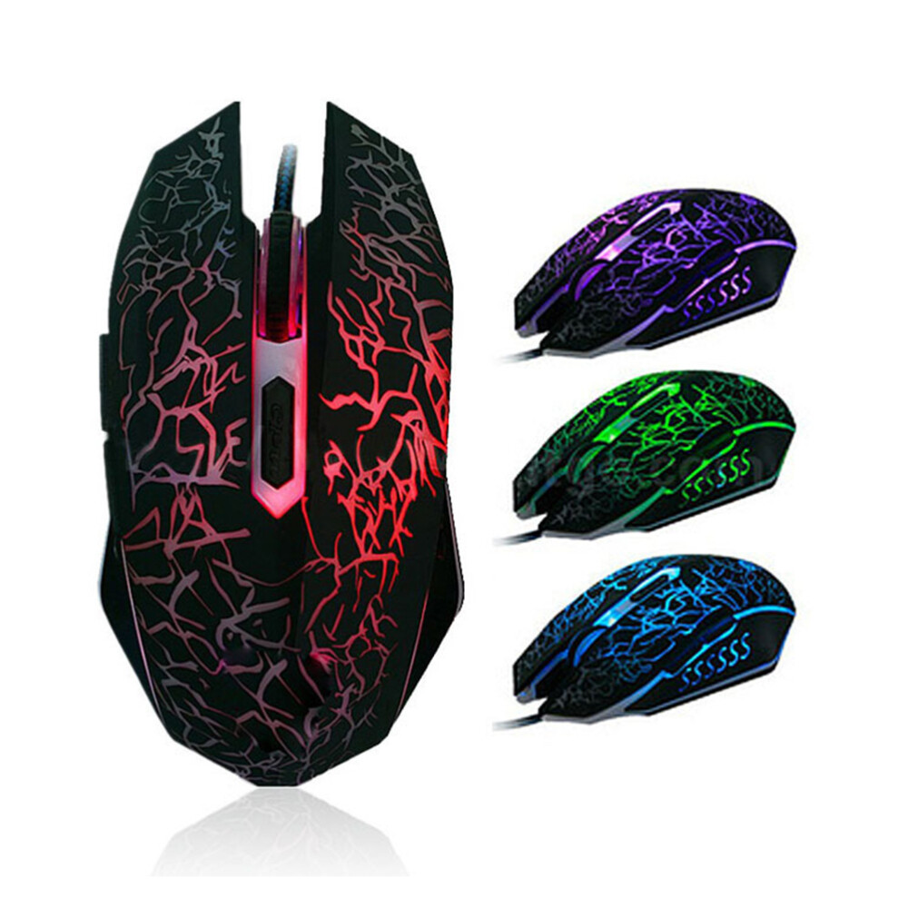 Silent Click Gaming Mouse 6 Buttons Optical Crack Design