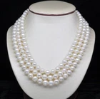 Fashion 3 Strands 6-7mm Natural White Freshwater Pearl Necklace 17-19''