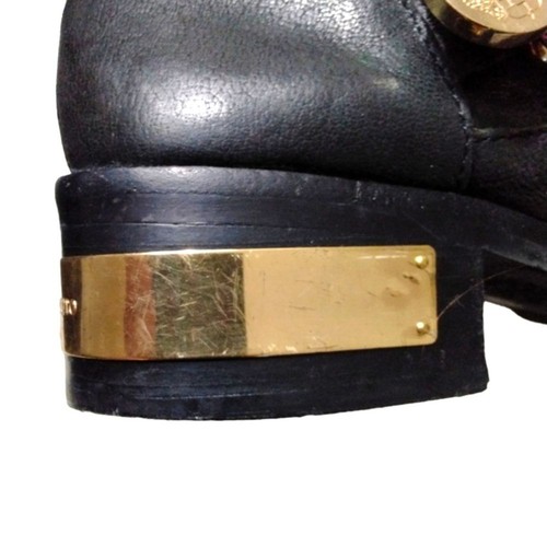 Vince Camuto Black Leather Moto Boots Tall Buckled Biker Boots Women's size 8 - Picture 12 of 15