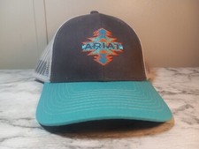 Ariat Youth Aztec Logo Snapback Cap Hat Grey/Turquoise/Coral EUC