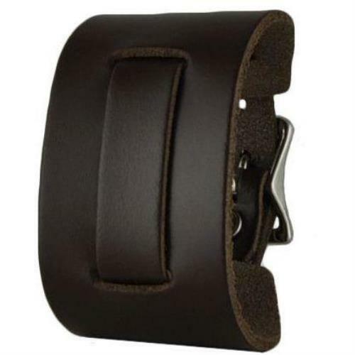 Brown Plain Narrow Leather Watch Cuff Band BNB - Imagen 2 de 4