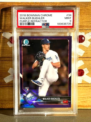 2018 Bowman Chrome Walker Buehler Purple Refractor /250 PSA 9