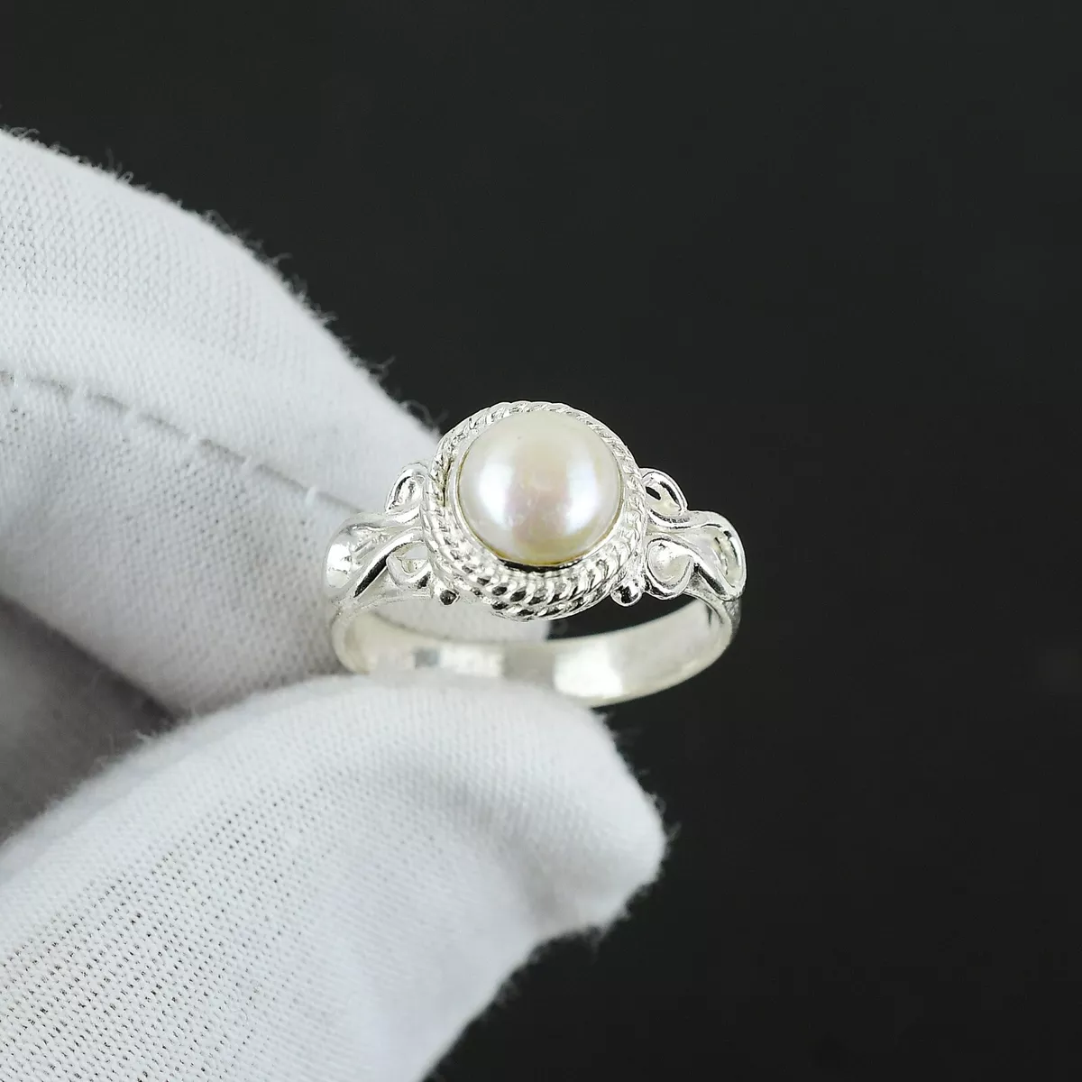 Pearl Silver Ring Natural Gemstone Handmade 925 Sterling Silver