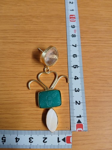 Vintage Golden Colour Blue Stone Drop Stud Earrings for Women and Girls - Picture 11 of 11