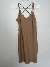 Women’s Tan Medium Strappy Body Con Dress