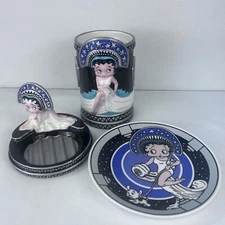 Vintage 1998 KFS/FS VANDOR Ceramic Betty Boop Vase, Plate Decor Lot of 3 Collect