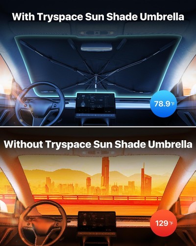 Car Windshield Sun Shade Umbrella - Keep Cool & Protect Interior (Medium) - Picture 2 of 7