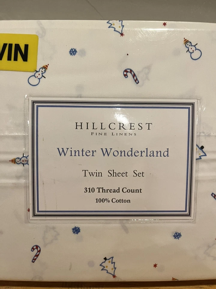 Nuevo Juego de Sábanas HILLCREST Winter Wonderland Holiday 100% ALGODÓN 3 PIEZAS GEMELAS Foto 2 de 4