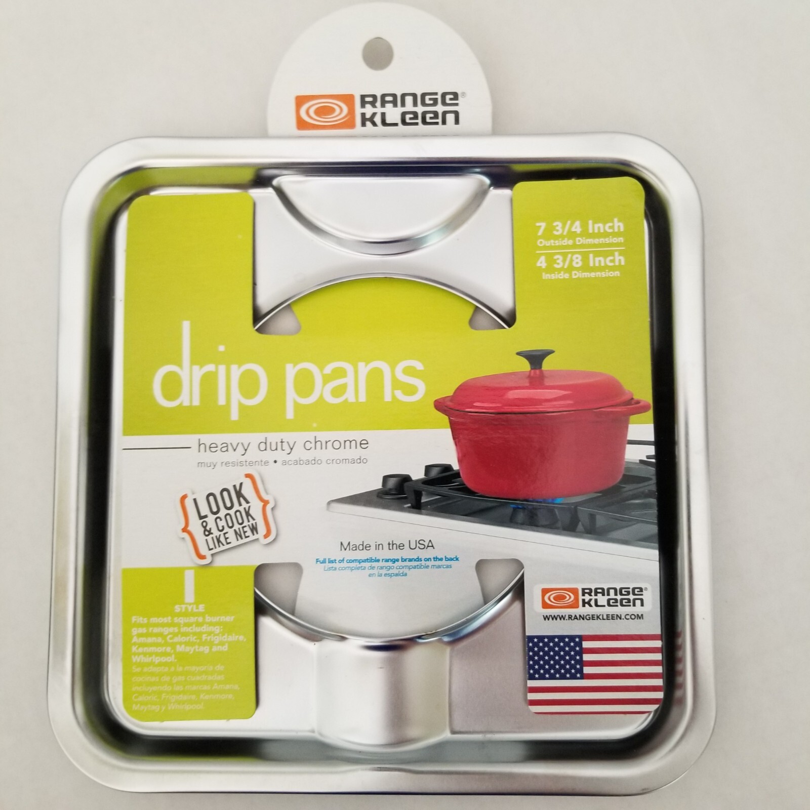 Gas Range Drip Pans x4 Square Heavy Duty Chrome Fits Ranges in