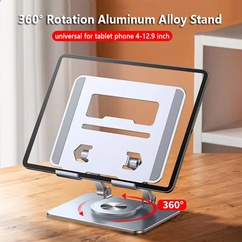 360° Rotation Metal Tablet Phone Stand Foldable Desk Holder For iPad Pro 12.9 11 - Image 2 of 4