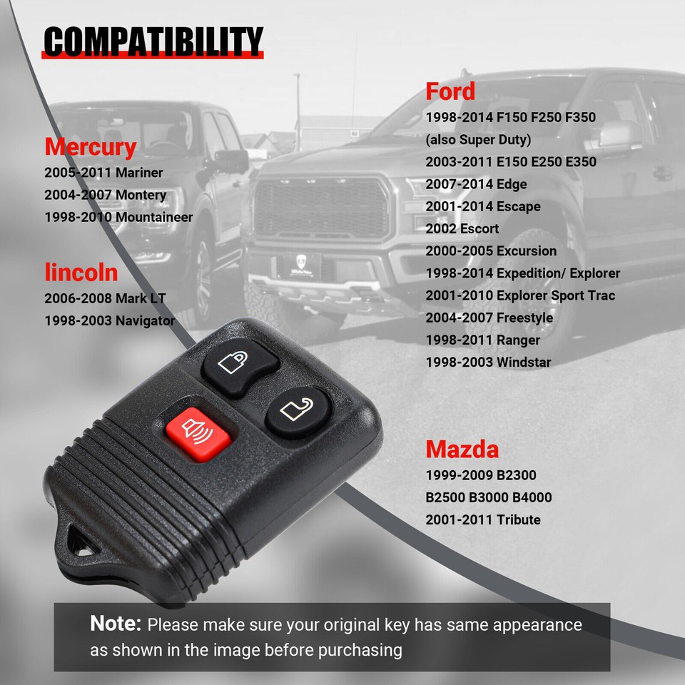 2 Llaves De Coche Para Explorer F150 Escape Edge Ranger