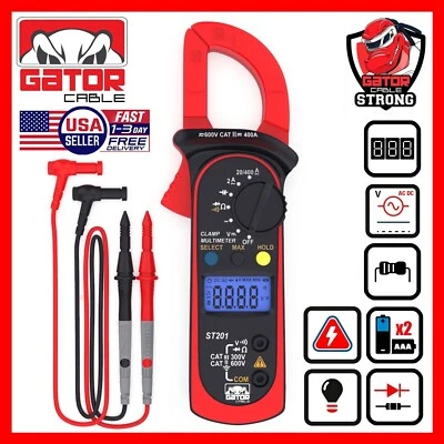 GATOR CABLE Digital Multimeter Amp Clamp AC DC Voltmeter Ammeter Ohmmeter Volt Tester Meter