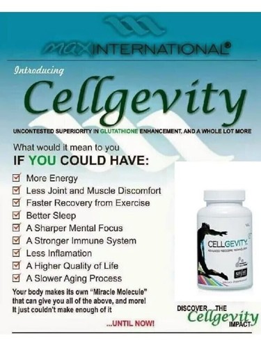 CELLGEVITY - GLUTATHIONE SUPPLEMENT - LARGE BOTTLE - 120 CAPS - NEW ...