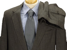 Brooks Brothers Suit 44L 36x30 Gray Wool Cuff Pants 2 Button Jacket Tweed USA