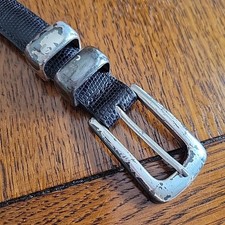 BELT Black BRIGHTON Classics For Women M 32 Croc Embossed Skinny Silver