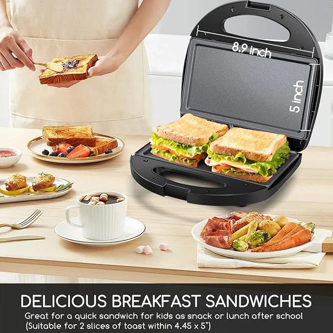 Compact Sandwich Maker with Non-Stick Deep Grid Surface for Egg, Ham, Steaks
