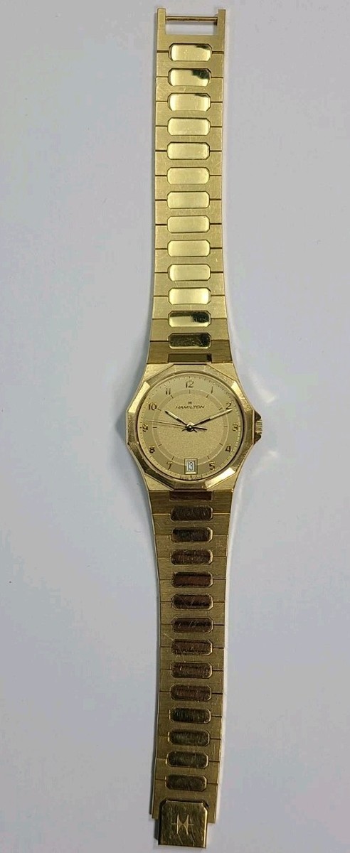 Vintage Hamilton 9832 Stainless Steel Gold Colored 30mm Watch | eBay