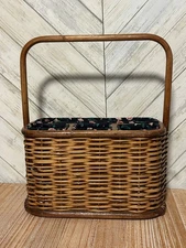 VTG Woven Wicker Cutlery Caddy Napkins Utensil Holder Handled Basket Tote