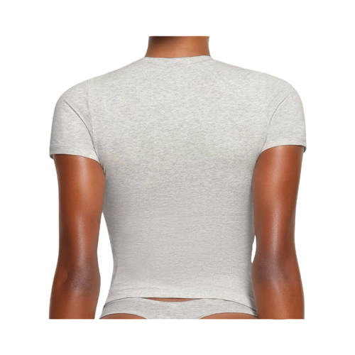 Skims Baumwolljersey Kurzarm T-Shirt in hell meliertem Grau Größe S NEU - Bild 13 von 13