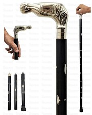 37'' Victorian Handmade Antique Designr Brass Foldable Wooden Walking Stick Cane